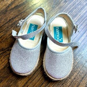 Namoo Silver Espadrille Flats